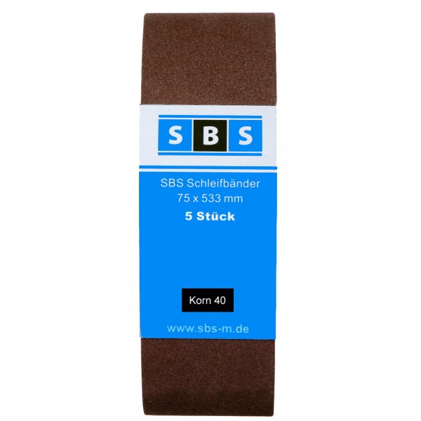 SBS® Schleifbänder 75 x 533mm 10 Stück Korn 40