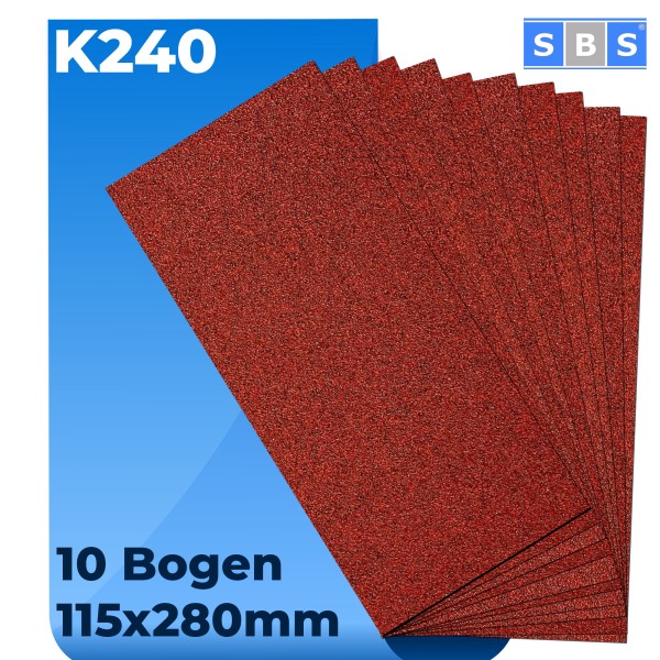 SBS® Schleifstreifen 115 x 280mm 10 Stück Korn 240
