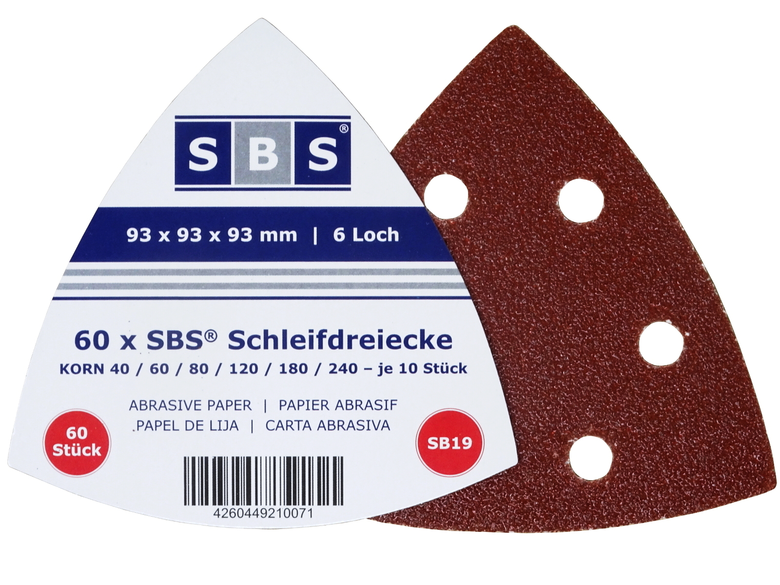 Delta Schleifdreiecke Dreieck Schleifpapier Deltaschleifer 93 x 93 x 93 mm Klett 