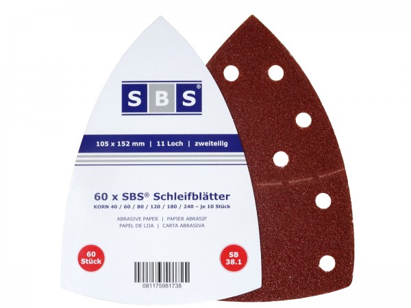SBS® Klett-Schleifblätter 105 x 152mm 60 Stück
