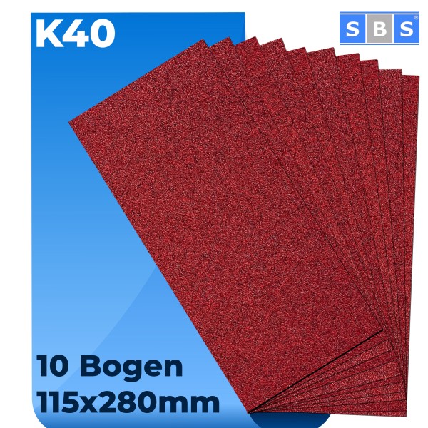 SBS® Schleifstreifen 115 x 280mm 10 Stück Korn 40