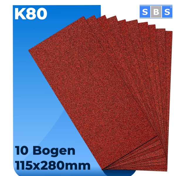 SBS® Schleifstreifen 115 x 280mm 10 Stück Korn 80