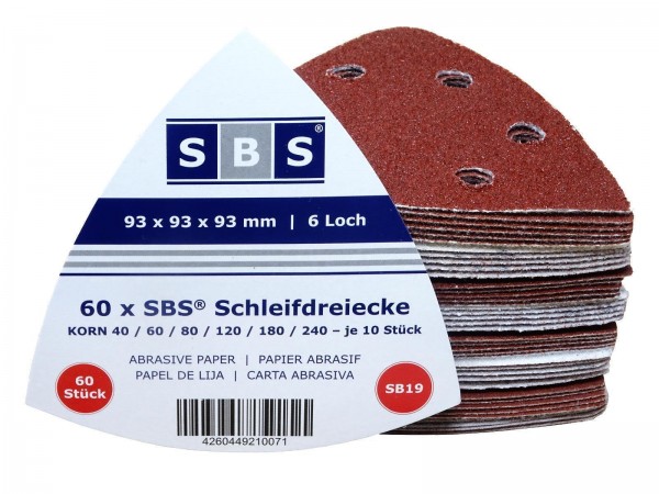 SBS® Klett-Schleifscheiben 93x93x93 Delta Mix Pack # 40/60/80/120/180/240