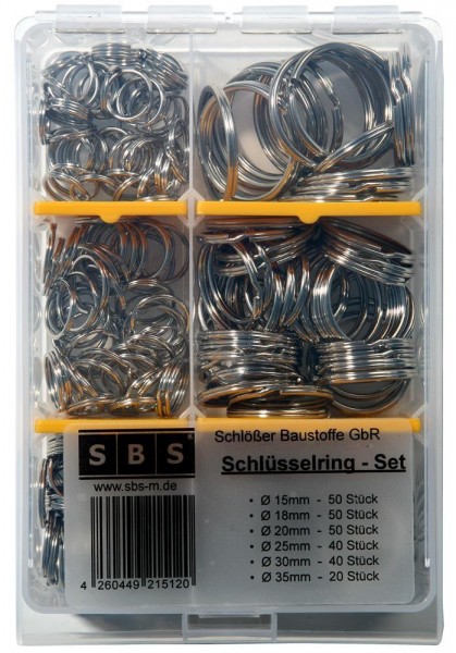 SBS® Schlüsselring Sortiment 250 tlg. Ø 15,18,20,25,30,35mm